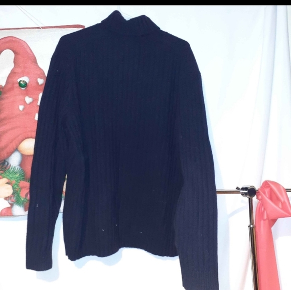 Men's Banana Republic Large Black Recycled Wool Ribbed Turtle Neck Sweater - Picture 11 of 14
